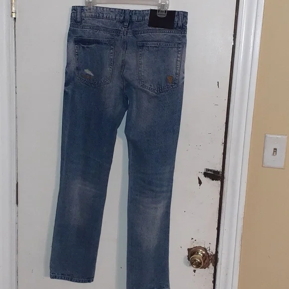 Crooks & Castles Distressed Denim Blue Size 32X32 Streetwear Edge Urban Jeans - Picture 3 of 11